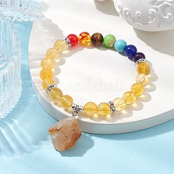 Браслеты с подвесками из необработанного натурального цитрина BJEW-JB10298-05