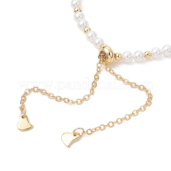 Браслеты-слайдеры из перламутра и круглых бусин из латуни.&nbsp;BJEW-JB13324-01