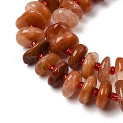 Нити бусин из натурального красного меха кролика с рутиловым кварцем&nbsp;G-L649-C06-01