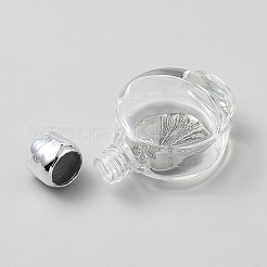 宗教用のガラス製の空の聖水ボトル  ローズ亜鉛合金とプラスチックキャップ付き  アンティークシルバー  6.8cm  容量：15ml（0.51fl.oz）&nbsp;AJEW-WH0816-225-05AS