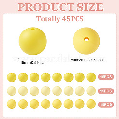 45 perles focales rondes en silicone de 3 couleurs&nbsp;SIL-TAD0001-01D