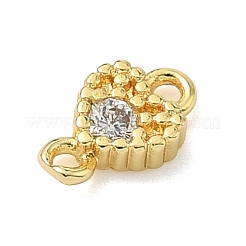 Breloques connecteurs en forme de cœur en laiton pavé de zirconiums cubiques&nbsp;KK-G548-18G-03