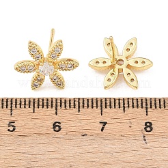 Серьги-гвоздики из латуни с микро-паве и прозрачным фианитом EJEW-F400-01B-G