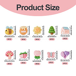 60 шт. 10 стиля кабошонов из непрозрачной смолы с лесной тематикой CRES-TA0001-23