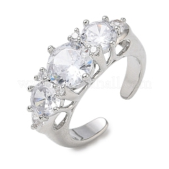 Offene Manschettenringe aus Messing mit Mikropavé und Zirkonia für Damen&nbsp;RJEW-L343-07P-02