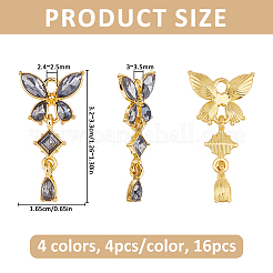 16 pz 4 colori lega e pendenti in vetro&nbsp;FIND-FH0017-86G