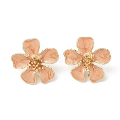 Цветок сплава эмали серьги стержня EJEW-P310-01G-03