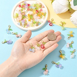 40 шт. 8 стиля подвески-цветы из натурального желтого нефрита&nbsp;HJEW-YW00156