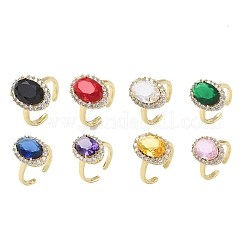 Bagues ouvertes en laiton avec micro pavé de zircones cubiques pour femmes&nbsp;RJEW-L343-17G