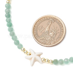 Летние пляжные ожерелья из натурального зеленого авантюрина с круглыми бусинами NJEW-JN05262-05