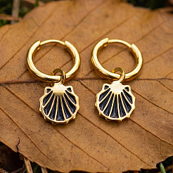 Boucles d'oreilles pendantes créoles en acier inoxydable 304 émaillé pour femmes&nbsp;WGDB318-01