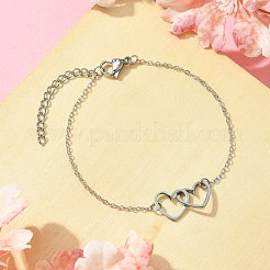 Bracelet à maillons cœurs entrelacés en alliage avec chaînes câblées en laiton&nbsp;BJEW-JB09798