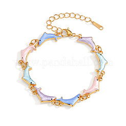 Bracelets en acier inoxydable 304 émaillé coloré à maillons dauphin pour femmes&nbsp;WG28F33-01