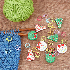 32 шт. 12 стиля пищевые экологически чистые силиконовые бусины с окрашенными в духовке цинковыми сплавами кольца-маркеры для вязания SIL-BC0001-08B