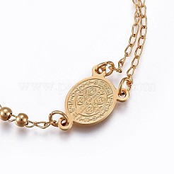 201 браслет с подвесками из нержавеющей стали BJEW-P258-15G