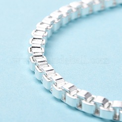 ユニセックス真鍮ベネチアンチェーンブレスレット  カニカン付き  銀色のメッキ  190x4mm&nbsp;BJEW-BB12538