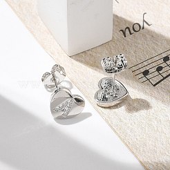 Серьги-гвоздики из латуни с микропаве из прозрачного кубического циркония EJEW-K299-01P-B