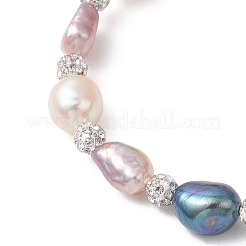 Женские браслеты из полимерной глины со стразами и натуральным культивированным пресноводным жемчугом&nbsp;BJEW-JB13192
