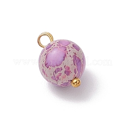 Круглые подвески из натуральной окрашенной императорской яшмы с латунными петлями&nbsp;PALLOY-JF04139