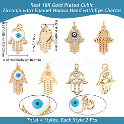 8pcs 4 styles pendentifs en laiton micro pavé de zircone cubique&nbsp;KK-BBC0019-79