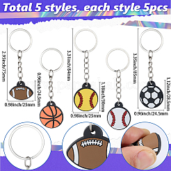 25 Stück 5 Stile Sport-Serie Silikon-Schlüsselanhänger&nbsp;KEYC-SC0002-01