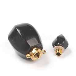 Facettierte natürliche schwarze Achat Anhänger&nbsp;G-H252-B02
