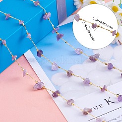 Цепочки из бисера с фишками натурального аметиста CHC-SZ0001-62H