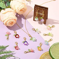 72 stücke 18 arten transparent zwei ton spray bemalt glas blume anhänger dekorationen&nbsp;HJEW-SZ00115