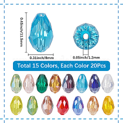 300 Stück 15 Farben transparente Galvanik-Glasperlenstränge&nbsp;EGLA-SP0001-41