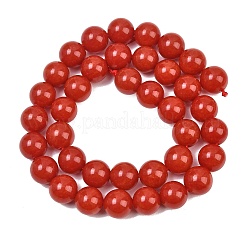Naturels teints en blanc perles de jade brins&nbsp;GG-CBAEB22-B01-10mm-06