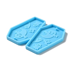 ゴーストペンダントシリコンモールド付きDIY棺  レジン型  UVレジン＆エポキシ樹脂のジュエリー作り用  ハロウィンモチーフ  ディープスカイブルー  48x62x4mm  穴：2mm  内径：45x29mm&nbsp;DIY-I099-20