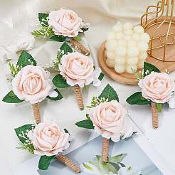 6 boutonnière de fleur artificielle en tissu&nbsp;JEWB-FH0002-78