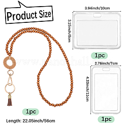 1 шт. ремешок для визитной карточки с круглыми деревянными бусинами&nbsp;AJEW-CP0010-23A