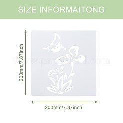 2 set quadrato con stencil per animali con motivo floreale e farfalla&nbsp;DIY-CW0001-12