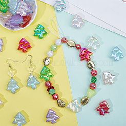 48 шт. 6 цвета рождественской радуги переливающиеся акриловые бусины с покрытием MACR-SP0001-34