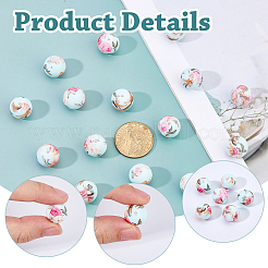 50шт круглые силиконовые бусины с принтом&nbsp;SIL-DC0001-84