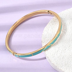 女性用304ステンレススチール製エナメルヒンジ付きカフバングル  イオンプレーティング（ip）  18KGP本金メッキ  ターコイズ  内径：1.97x2.36インチ（5x6cm）&nbsp;SA-CBAC920-15G-01E