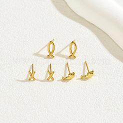 3 пара стильных серег-гвоздиков из нержавеющей стали 201 в форме рыбок&nbsp;EN4895