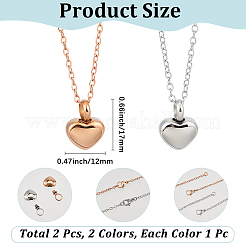 2 pz 2 colori urna portacenere in acciaio inossidabile 304 a forma di cuore&nbsp;NJEW-CN0001-28A