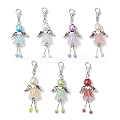 7 шт. подвеска в виде ангела из акрила и стеклянного жемчуга HJEW-JM03361