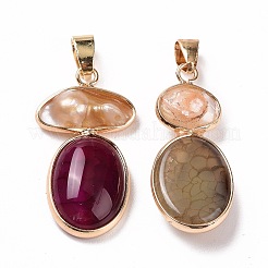 Натуральный агат с подвесками из натуральных ракушек G-G990-01B-KCG