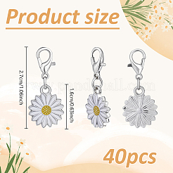 40 шт. эмалевые маркеры стежков с подвеской в виде маргаритки HJEW-NB00206