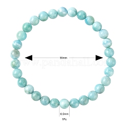 Натуральный кристалл ларимар круглые бусины стрейч браслет для мужчин женщин BJEW-LS0001-06