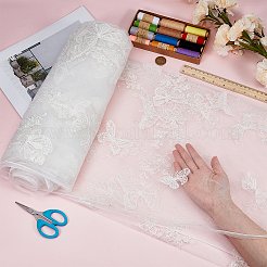 Polyester-Netzstoffe mit Schmetterlingsmuster-Stickerei&nbsp;DIY-WH0759-32B
