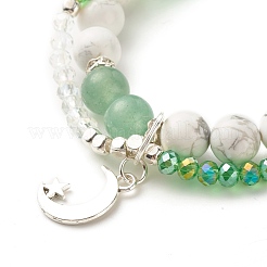 Bracciale multifilo con luna e stella&nbsp;BJEW-TA00033-02
