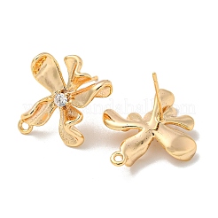 Латунные серьги-гвоздики из циркония KK-K378-28G