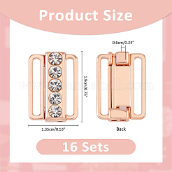 16 set di fermagli per bikini con strass in lega di zinco&nbsp;FIND-FH0009-98RG