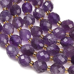 天然石アメジストビーズ連売り  ラウンド  多面カット  シードビーズで  8~9x7~8mm  穴：1mm  約18~20個/連  7.48''（19cm）〜7.87''（20cm）&nbsp;GG-CBA4A3B-A15