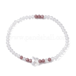 Braccialetti elastici in perline di vetro galvanizzato per donna&nbsp;BJEW-JB11397-01