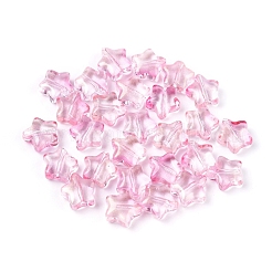 電気メッキガラスビーズ  グリッターパウダー付き  スター  パールピンク  8.5x8.5x4mm  穴：1mm&nbsp;X-EGLA-E059-G03